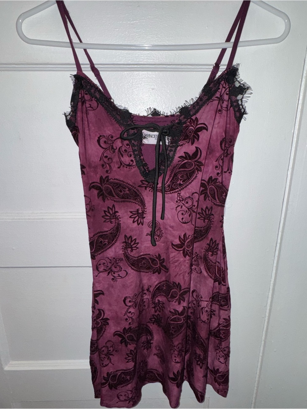 Princess Polly Plum Paisley Lace-Trim Slip